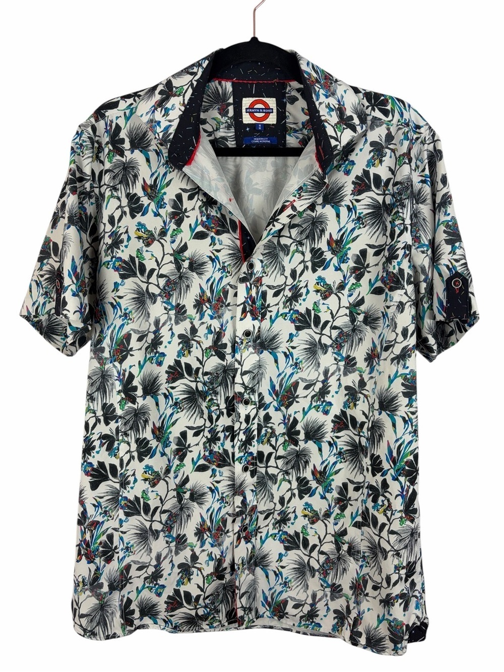 Jermyn & Bond Floral Button Up Shirt Mens Medium Modern Fit Tropical Print